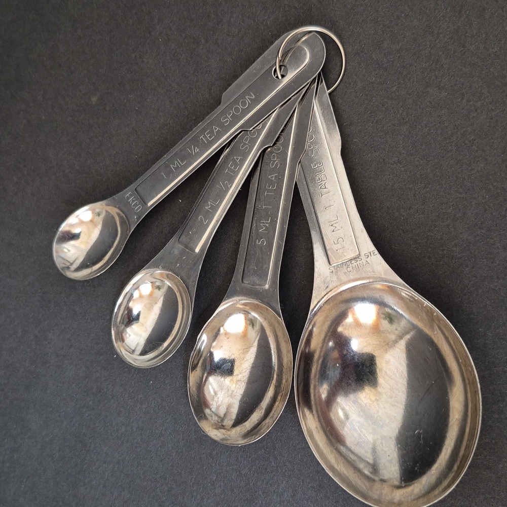 Ekco Vintage Stainless Steel Measuring Spoons Set ML Teaspoon Tablespoon
